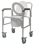 3-in-1 Aluminum Commode - Back Bar and Casters